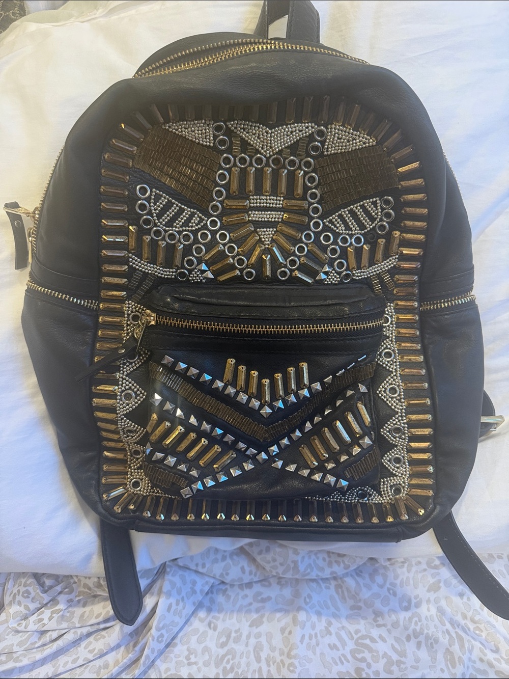 Ash leather backpack